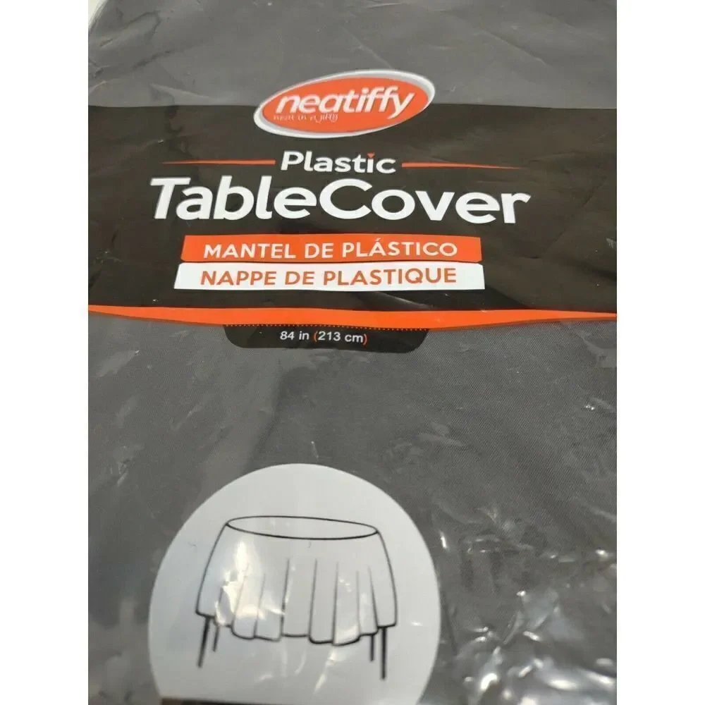 Plastic Table Cover Round Black 84 In Lot Of 3 Great for Party Wedding ETC Table